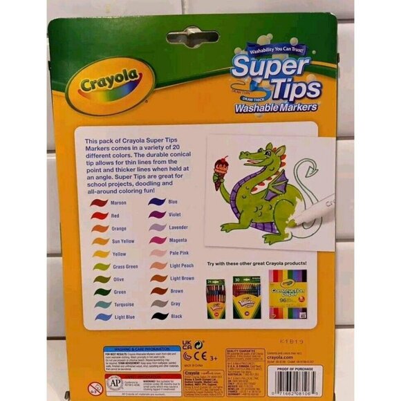 Crayola Super Tips Markers, Washable Markers, 20 Count - Picture 2 of 2